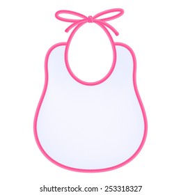 Blank baby bib with pink edging. Newborn clothes. svg