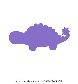 Blank baby dinosaur silhouette for add cute text for kids. Isolated on background.