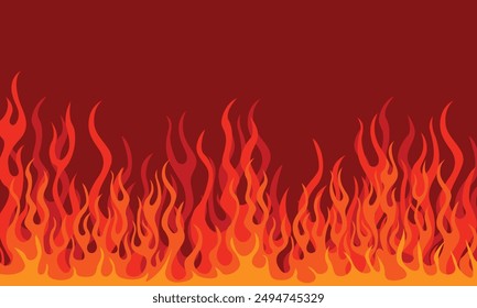 Blank background of burning fire. Vector illustration