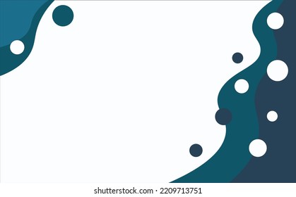 Blank background with copyspace decorated by blue colored curved shapes and circles. Suitable for backdrop, greeting card, book cover, and photo colleague background.