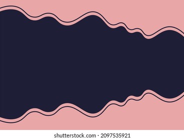 A blank background with curvy peach frame and a dark purple space for its content. Abstract background for frames, covers, and backdrops.