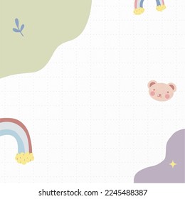blank background with cute, rainbow colored template, for instagram template and social media