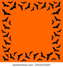 blank background halloween with orange colour and crowd of bat. poster halloween editable in eps 10