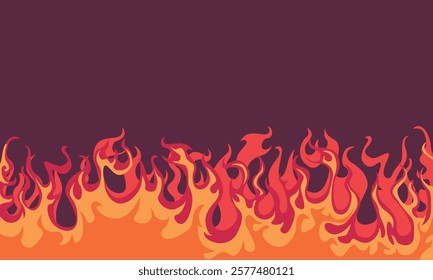 Blank background of hot burning fire. Vector illustration