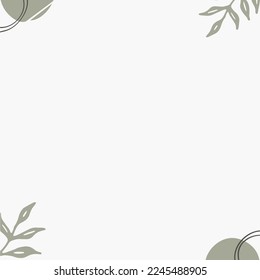 blank background with leaf motif, leaf element template gray on white base, for instagram template and social media