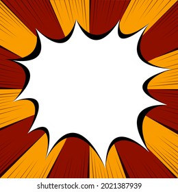 Blank background for text, comic book template. Speech bubble in pop art style. Empty cloud. Explosion.