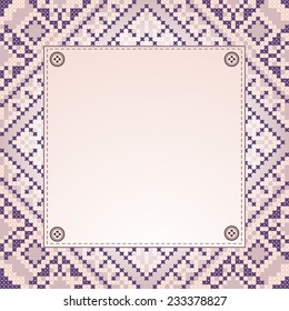 Blank background for text on embroidery texture with the buttons