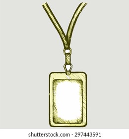 Blank badge with neckband. Vector Image