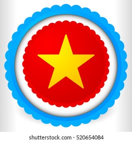 Blank badge, rosette, cockade icon with yellow star shape