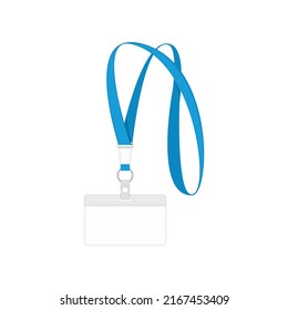 Blank badge set isolated on white background. Lanyard or identification cards in realistic style. Plastic Badge empty mock up. Vector illustration EPS 10.