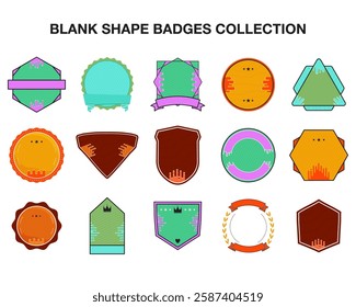 Blank Badge Shape Templates in flat modern liquid style. Good for Anniversary Logo Templates. Wedding and birthday labels. vector Stock designs