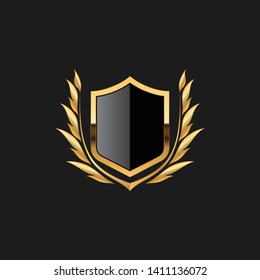 Blank Badge Shield Crest Label Armor Luxury Gold Design Element Template for logo background Card Invitations Decoration Element