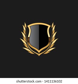 Blank Badge Shield Crest Label Armor Luxury Gold Design Element Template for logo background Card Invitations Decoration Element