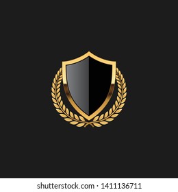 Blank Badge Shield Crest Label Armor Luxury Gold Design Element Template for logo background Card Invitations Decoration Element
