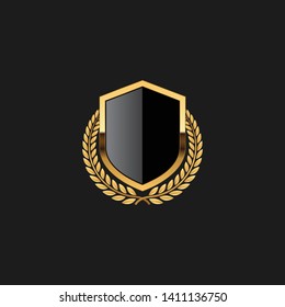 Sello de escudo de escudo en blanco Armor Plantilla de elemento de diseño de oro de lujo para el elemento de decoración de invitaciones de tarjeta de fondo de logotipo

