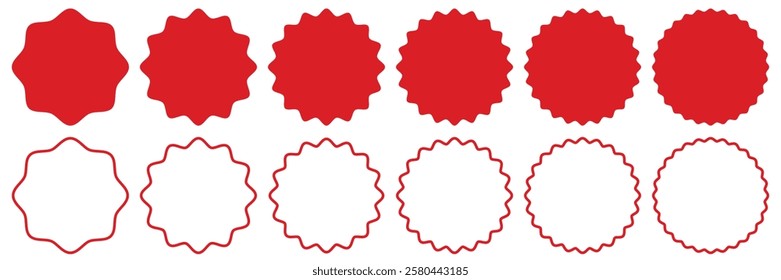 Blank badge sticker label and red starburst set