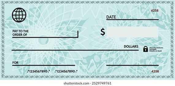  Cheque bancário em branco, cheque a ser gravado - ilustração vetorial