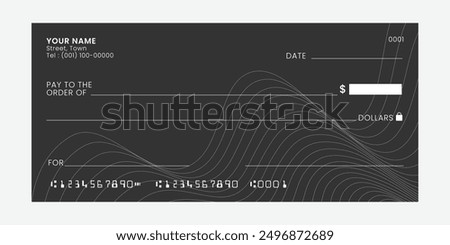 Blank bank check, checkbook cheque , vector mockup. Business or personal account cash pay cheque certificate or paycheck coupon from checkbook.