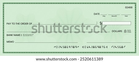 Blank bank check, checkbook cheque template or money payment paper voucher, vector mockup. Business or personal account cash pay cheque certificate or paycheck coupon from checkbook