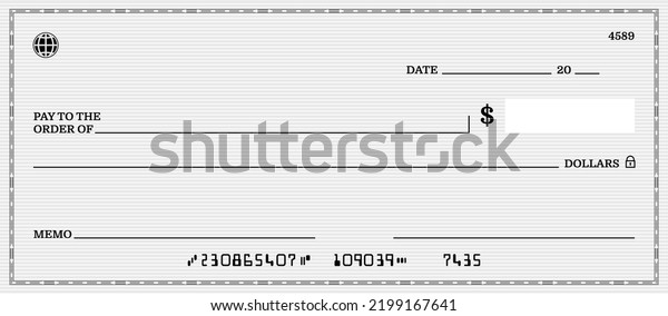 Blank Bank Check Checkbook Cheque Template Stock Vector (Royalty Free ...