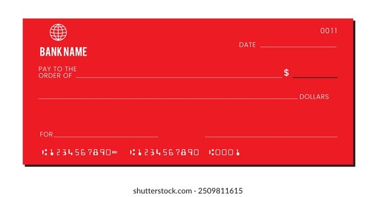 Modelo de cheque bancário em branco. Modelo de página de verificação falso