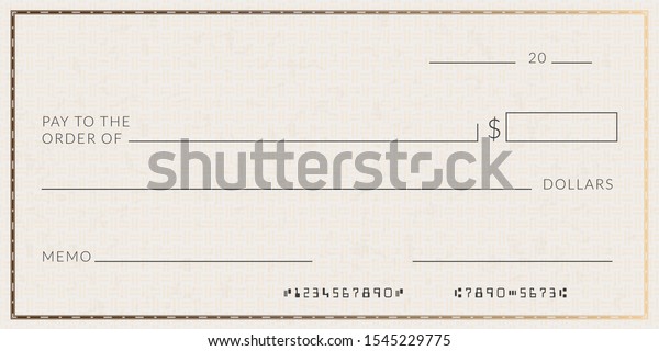 Blank Bank Check Template Fake Cheque Stock Vector (Royalty Free ...