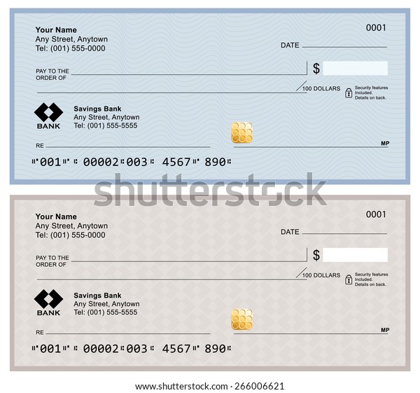 Blank Bank Checks Isolated On White Stock Vector (Royalty Free) 266006621