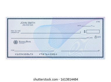 Blank bank cheque with abstract watermark. Personal desk check template with empty field to fill. Banknote, money design,currency, bank note, voucher, gift certificate, money coupon vector