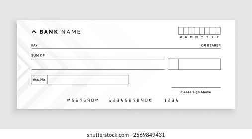 blank bank cheque check draft mockup design vector