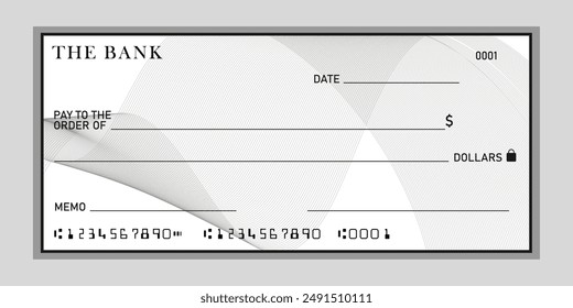 cheque bancario en blanco, Vector de Plantilla de cheques