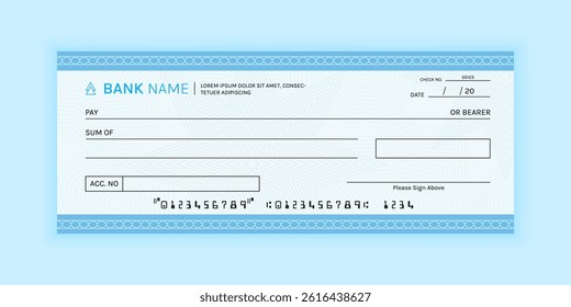 Blank Bank Cheque Voucher Template for Financial Transactions and Payment Document Design