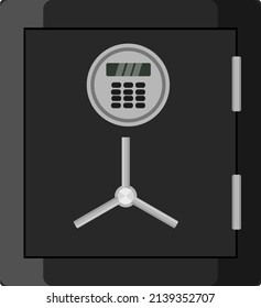 Blank bank safe, illustration, vector on a white background.