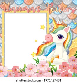 Blank banner with beautiful pegasus cartoon character illustration