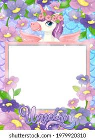 Blank banner with beautiful pegasus cartoon character illustration
