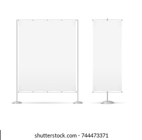 Blank Banner Billet Press Wall Set Empty Mock Up Wide And Narrow. Vector Illustration Of Template Banners For Advertising