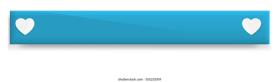 the blank banner / the blue rectangle label with heart pictogram / the blue glossy tag