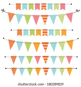 Blank banner, bunting or swag templates for scrapbooking  parties, spring, Easter, baby showers and sales, on transparent background, in vector format