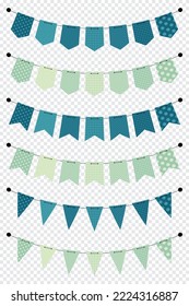 Blank banner. Bunting or swag templates. Holiday flag garland collection. Flags decoration for party and celebration. Vector illustration