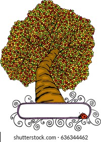 Blank banner with colorful tree
