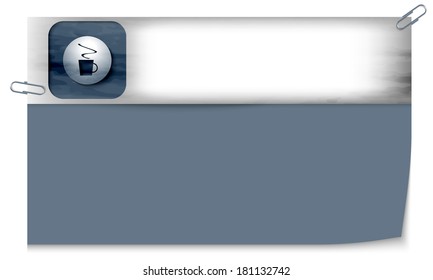 blank banner with dark texture and cup of coffee
