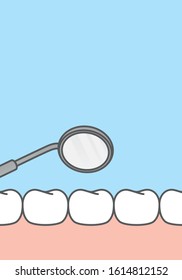 Blank banner decay tooth check up illustration vector on blue background. Dental concept.