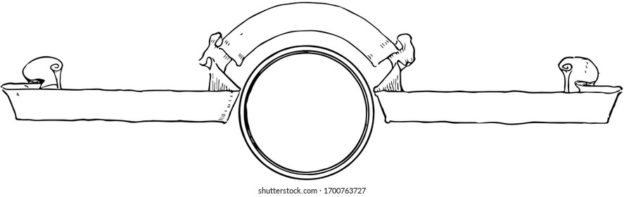 Blank Banner is decorated with a circle focal point, vintage line drawing or engraving illustration.