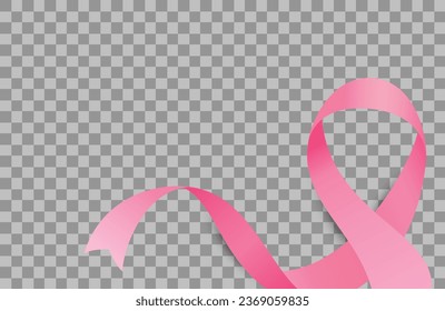 Blank Banner Design Leinwand mit 3D rosa Band für Brustkrebs Bewusstsein Monat, Oktober. Vektorgrafik.	