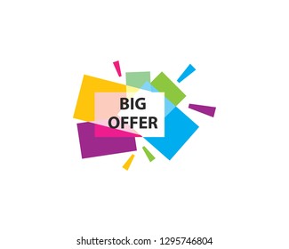 Blank banner discount label vector template