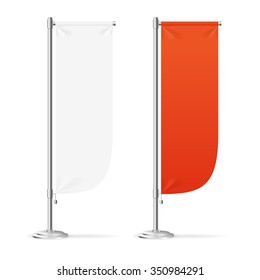 Blank Banner Flag Red and White Set. Vector illustration