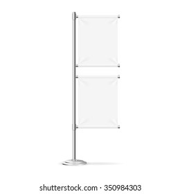 Blank Banner Flag Stand Isolated on White Background. Vector illustration