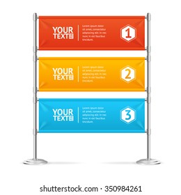 Blank Banner Flags Colorful Horizontal With Text. Vector illustration