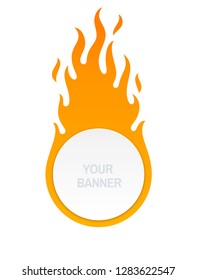 Blank banner. Flame in tribal style wraps the circle