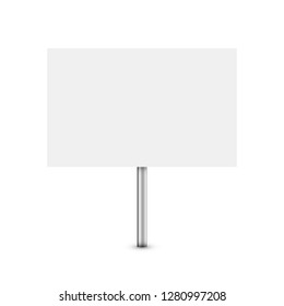 Blank banner mock up on stick isolated. Empty board plank holder