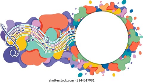 Blank banner with music theme illustration